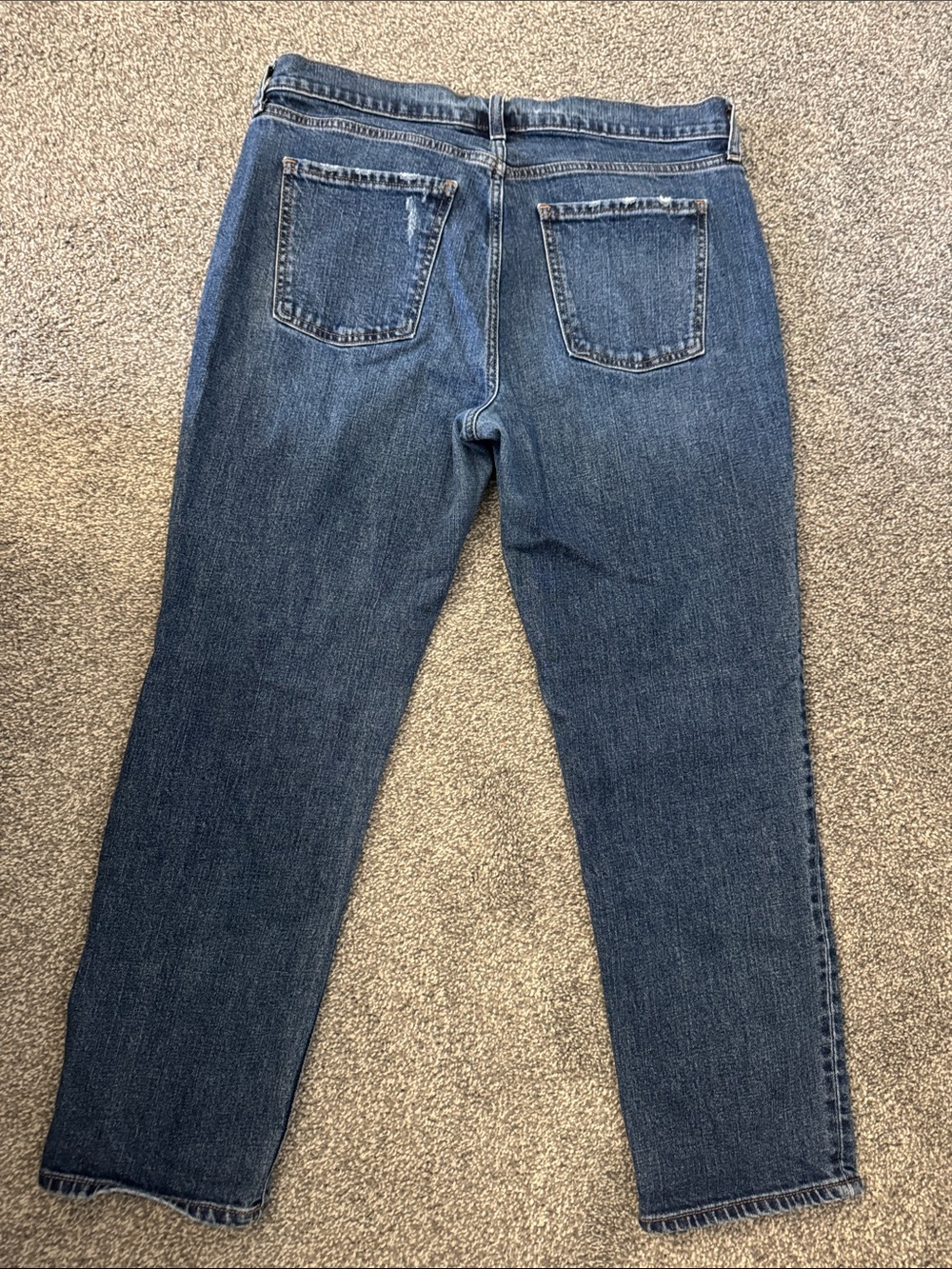 Old Navy Women's Distressed Dark Blue Boyfriend Jeans - Picture 2 of 3